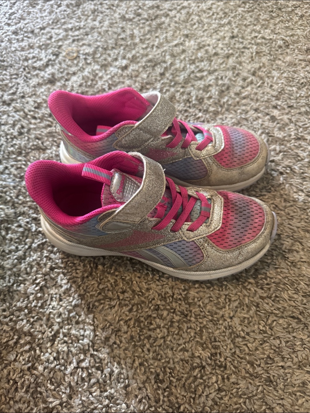 Reebok Kids Pink and Silver Velcro Sneakers